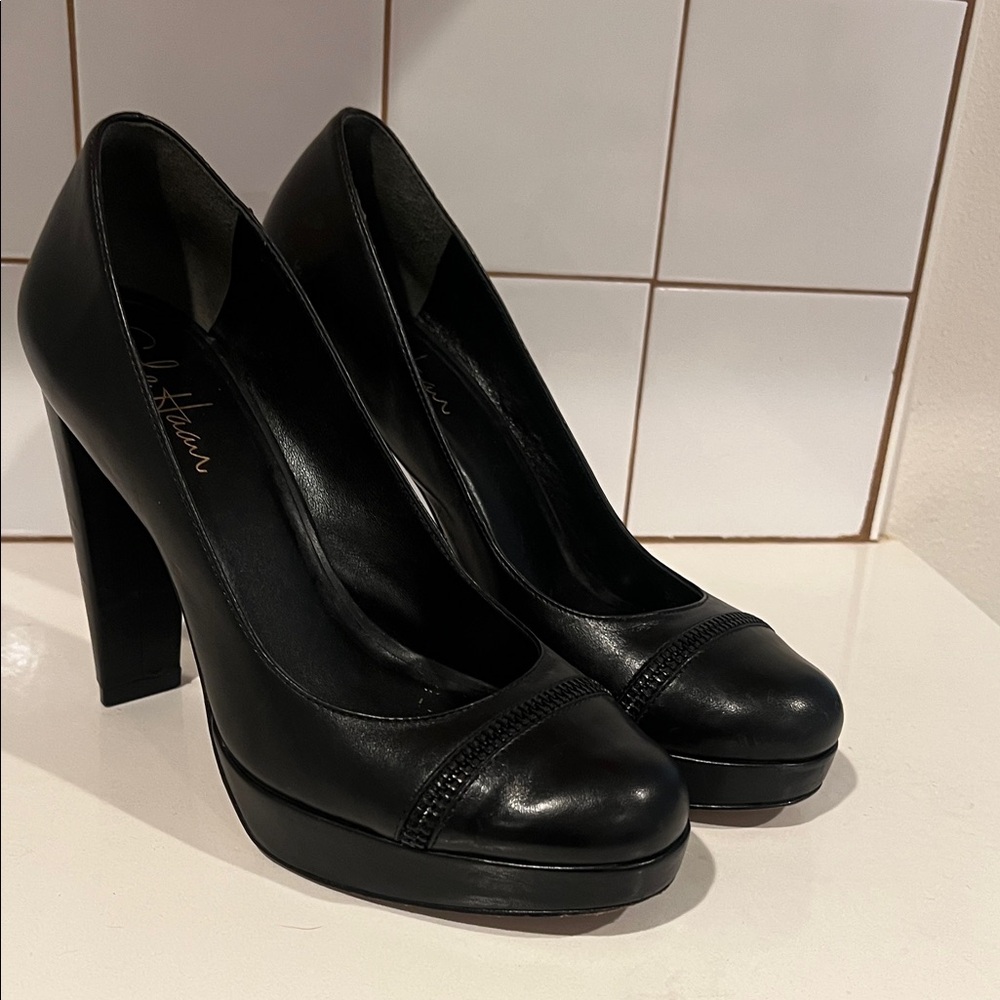Cole Haan Black Leather Platform Pumps
